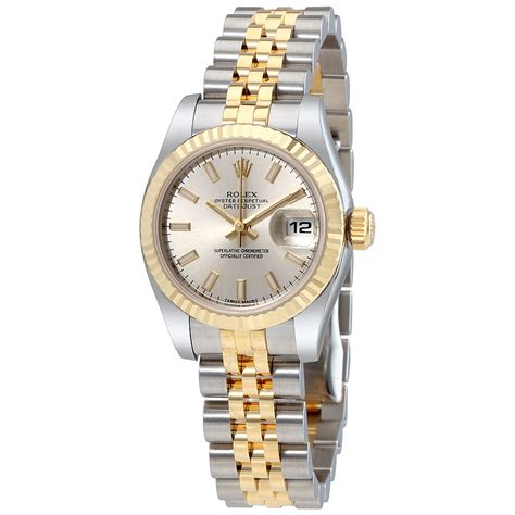 womens rolex silver and gold|18k gold ladies Rolex watch.